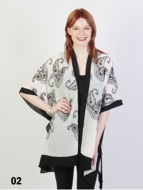 Black And White Paisley Embroidery Kimono